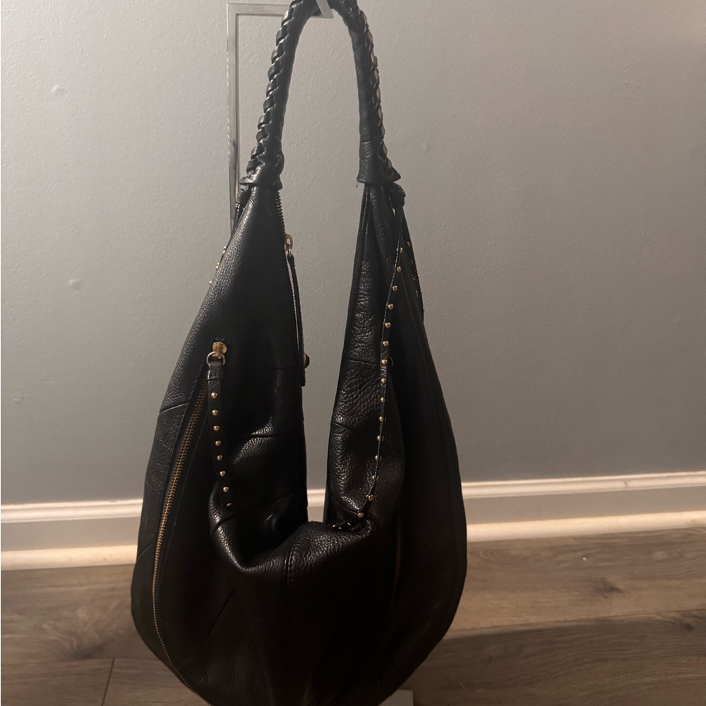 orYANY Black and Gold Hobo Bag with Textured Finish